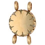 15 mm Round Spacer with Floral Design - Gold-Plated 304 Stainless Steel - Olive-Tinted Jade
