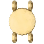14mm Round Spacer with Seashell Design, 304 Stainless Steel, Gold-Plated - Dyed Lapis Lazuli