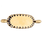 18x8 mm oval spacer with floral design - Gold-plated 304 stainless steel - Dyed lapis lazuli