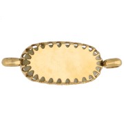 18x8 mm oval spacer with floral design - Gold-plated 304 stainless steel - Olive jade