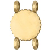 14 mm Round Spacer with Clover Design - Gold-Plated 304 Stainless Steel - Olive Jade