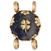 14 mm Round Spacer with Clover Design - Gold-Plated 304 Stainless Steel - Dyed Sodalite