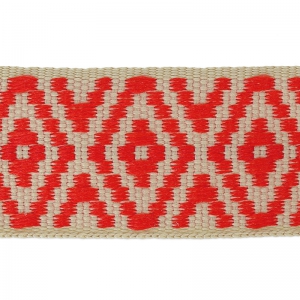 Galon ethnic pattern 24 mm Rouge/Sand x 1m