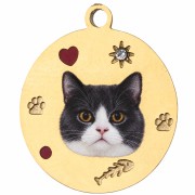 15 mm Round Charm with UV-Printed Cat Head Design - Gold-Plated 304 Stainless Steel