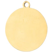 15 mm Round Charm with UV-Printed Cat Head Design - Gold-Plated 304 Stainless Steel