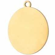 Oval charm, 19x15 mm, with UV-printed Border Collie head design - Gold-plated 304 stainless steel