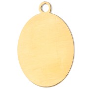 17x12 mm oval charm with UV-printed palm trees - Gold-plated 304 stainless steel