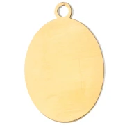 17x12 mm oval charm with UV-printed palm trees - Gold-plated 304 stainless steel