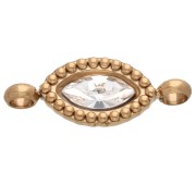 15.5x6 mm Crystal Cabochon Navette - Gold-Plated 304 Stainless Steel - Crystal