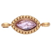 15.5x6 mm Crystal Cabochon Spacer - Gold-Plated 304 Stainless Steel - Pink x1