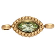 15.5x6 mm Crystal Cabochon Spacer - Gold-Plated 304 Stainless Steel - Light Green