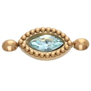15.5x6 mm Crystal Cabochon Spacer - Gold-Plated 304 Stainless Steel - Light Blue