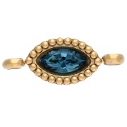 15.5x6 mm Crystal Cabochon Spacer - Gold-Plated 304 Stainless Steel - Sapphire