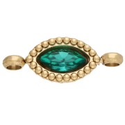 15.5x6 mm Crystal Cabochon Spacer - Gold-Plated 304 Stainless Steel - Emerald