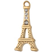 19x9 mm Eiffel Tower Charm with Rhinestones - Gold-Plated 304 Stainless Steel x1