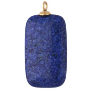 Rectangular Pendant, 30x15mm, CZ & Dyed Lapis Lazuli, Gold-Plated 304 Stainless Steel