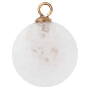 15 mm Round Charm with Pink CZ & Agate Gemstone - Gold-Plated 304 Stainless Steel - Rose Gold Finish
