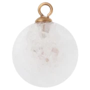15 mm Round Charm with Pink CZ & Agate Gemstone - Gold-Plated 304 Stainless Steel - Rose Gold Finish