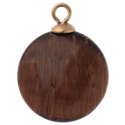 15 mm Round Charm with CZ and Tiger's Eye Gemstone - Gold-Plated 304 Stainless Steel