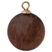 15 mm Round Charm with CZ and Tiger's Eye Gemstone - Gold-Plated 304 Stainless Steel