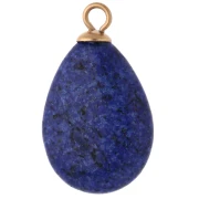 22x13mm Red CZ Teardrop Pendant - Dyed Lapis Lazuli Stone, 304 Gold-Plated Stainless Steel