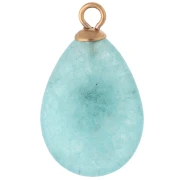 22x13mm Teardrop Pendant with Lilac CZ & Dyed Amazonite, 304 Gold-Plated Stainless Steel