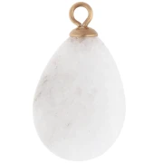 22x13mm Blue CZ & Agate Gemstone Teardrop Pendant - Gold-Plated 304 Stainless Steel