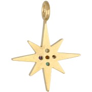 North Star Charm with CZ, 15x11.5 mm - Fine gold plated - Multicolored x1