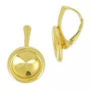 Leverback earrings for Rivoli cabochon 1122 12mm 925 silver fine Gold plated x2