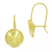 Earhook for Rivoli cabochon 1122 8mm 925 silver fine Gold plated x2