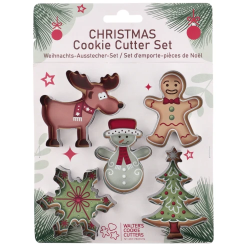 Set of cookie cutters - Christmas patterns - made of stainless steel x5