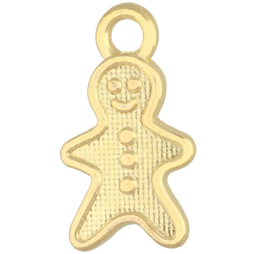 Gingerbread Man Charm, 19x11 mm - Fine gold plated x1