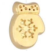 Christmas Glove Bead, 15x12 mm, Epoxy Resin - Fine gold plated - Red