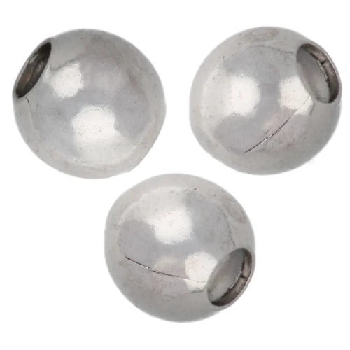 5 mm round beads with a 2 mm hole - Silver-plated x50