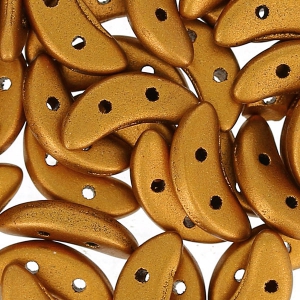 Czechmates Crescent 2 holes 3 x 10 mm Golden Mat x5g