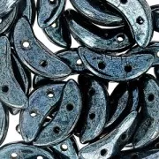 Czechmates Crescent 2 holes 3 x 10 mm Jet Hematite x5g