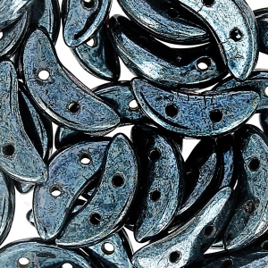 Czechmates Crescent 2 holes 3 x 10 mm Jet Hematite x5g