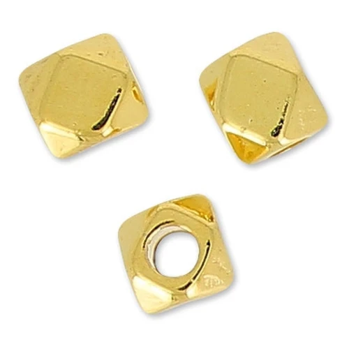 Cubes faceted3 mm fine Gold plated x10
