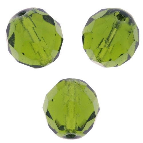 Fire Polished faceted round beads 10mm Olivine  x10
