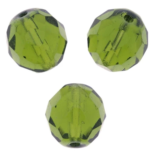 Fire Polished faceted round beads 10mm Olivine x10
