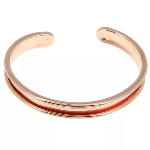 Eco Brass bracelet base with curved edge 10mm gold tone rose x1