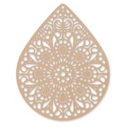 Pendant dyed laser cut drop 49x39 mm Powder Almond x1