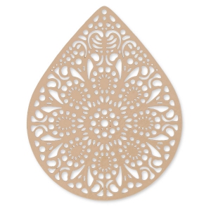Pendant dyed laser cut drop 49x39 mm Powder Almond x1