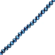 Faceted rondelle beads - flattened round - 8x6.5 mm Blue Iris x37 cm