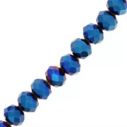 Fire Polished faceted flat round 8.5x6mm Blue Iris x40cm