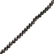 Faceted rondelle beads - flattened round - 8x6.5 mm Jet Hematite x40 cm