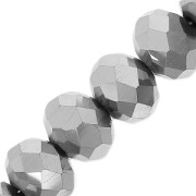 Round faceted beads - round flattened -8.5x6 mm Silver x40cm|raw }}