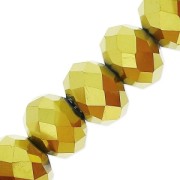 Round faceted beads - round flattened -8x6 mm Gold x40cm