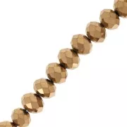 Faceted rondelle beads - flattened round - 8x6.5 mm Golden x40cm