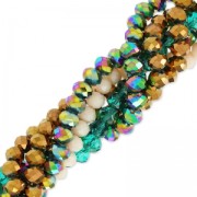 Faceted rondelle beads - flattened round - 8x6.5 mm Golden x40cm